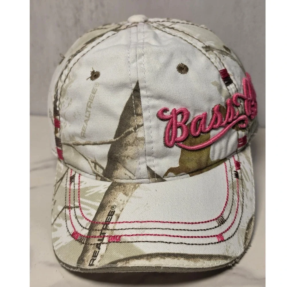 Bass Pro Shops Womens Realtree Camo Pink Logo Adjustable Baseball Hat Cap